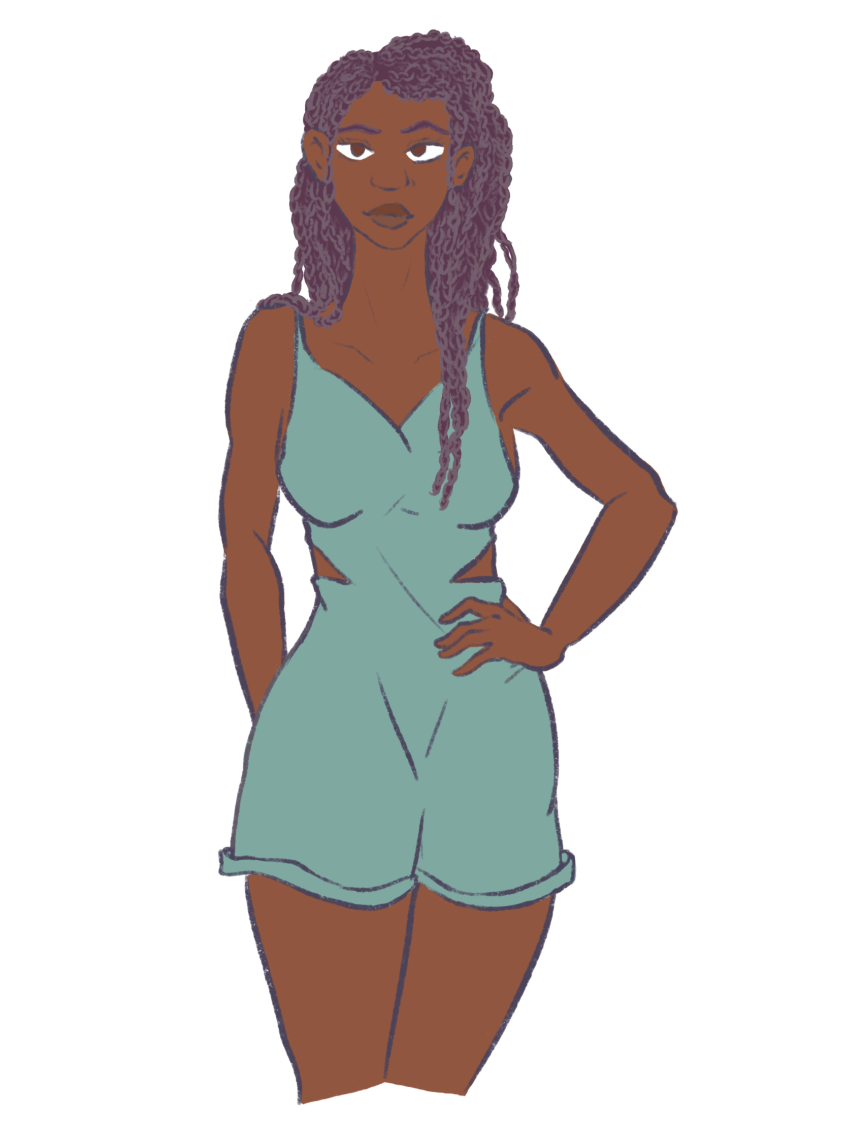 Character sketch of Sabryna from the knees up. Her left hand rests at her hip as she waits to meet with the Cytherean princess. Sketch and other art by GREYANGLE (click the image to visit her Instagram)